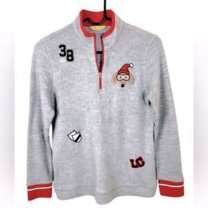 RARE Louis Castel Mock Neck Pullover Sweater w/Zip Closure & Patches Size 95